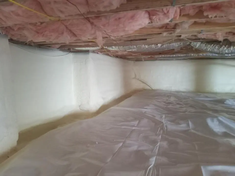Crawl space encapsulation with closed-cell spray foam for Attic Insulation in South Londonderry
